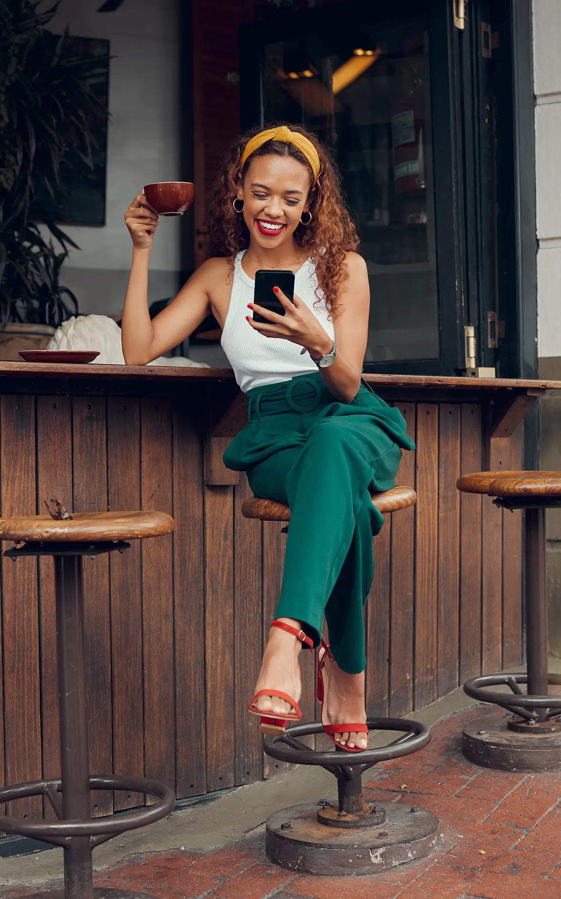 young woman enjoying a cup of coffee