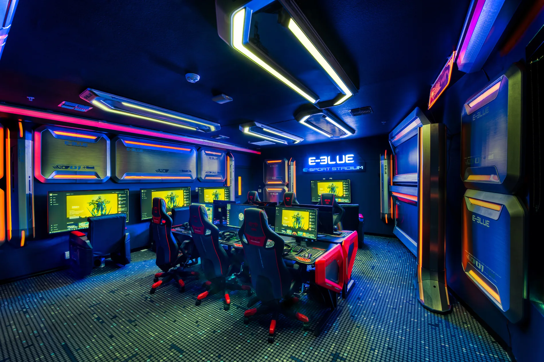Gaming stations in the esports lounge at Canvas Tempe