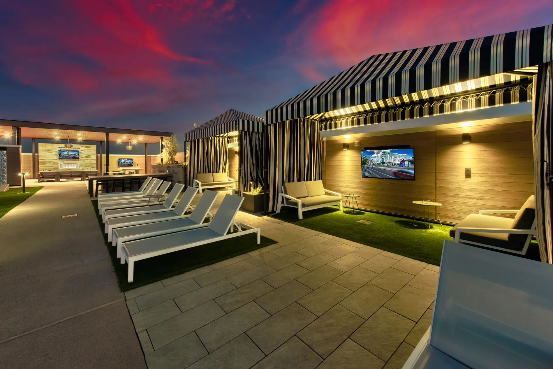Private cabanas beside the pool at Canvas Tempe