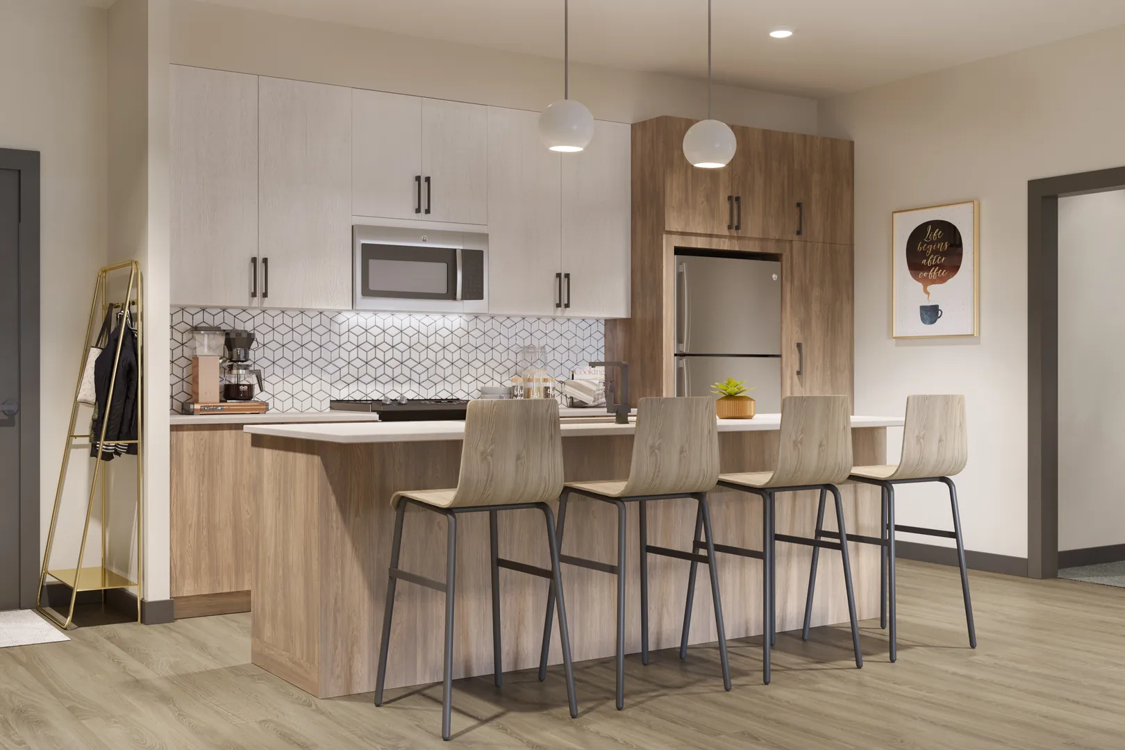 A kitchen in a Canvas Tempe apartment