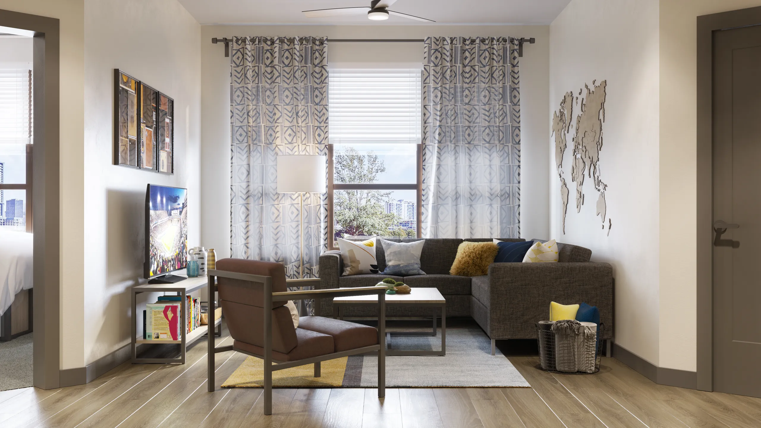 A furnished living room in a Canvas Tempe apartment